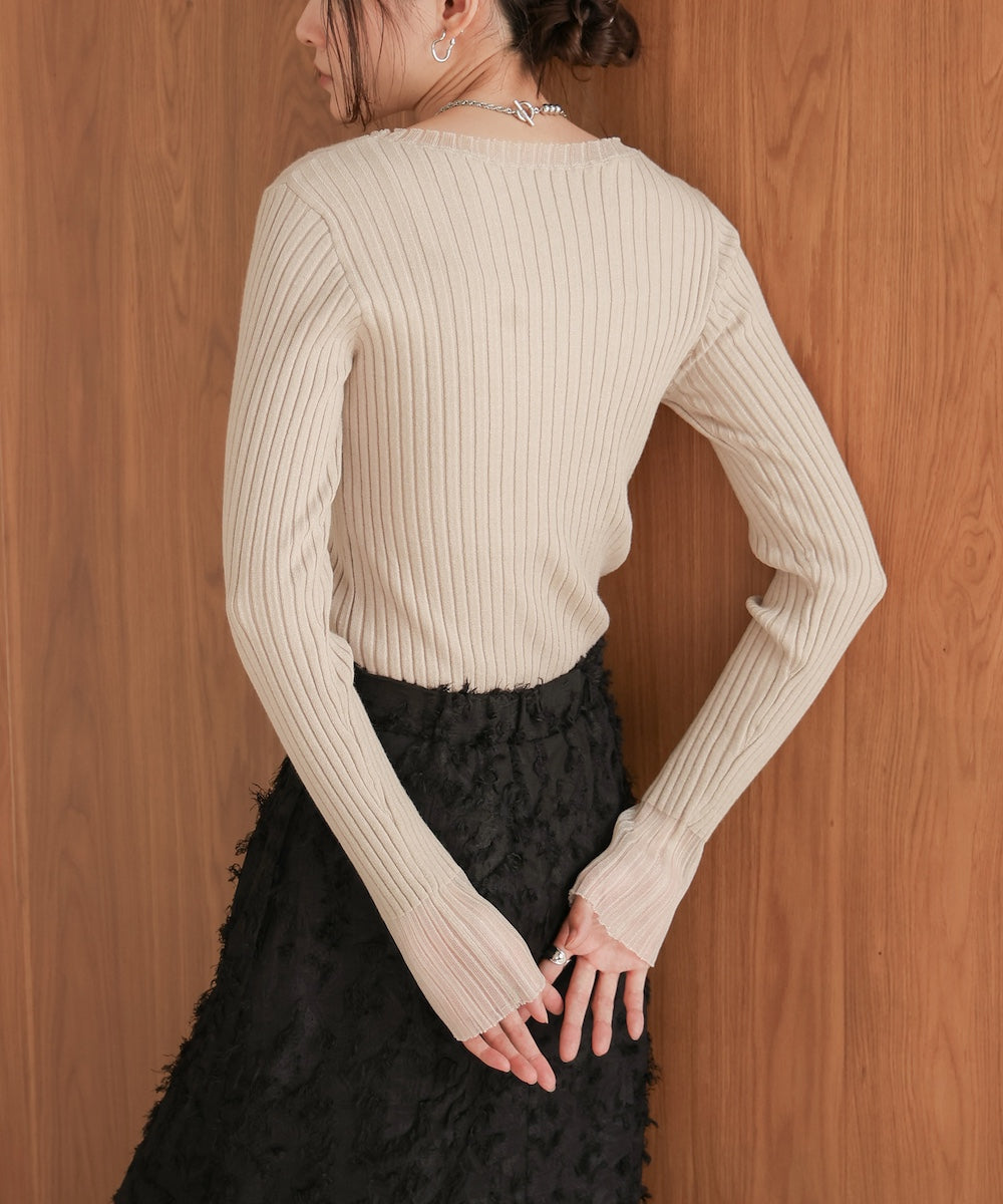 sheer rib knit tops