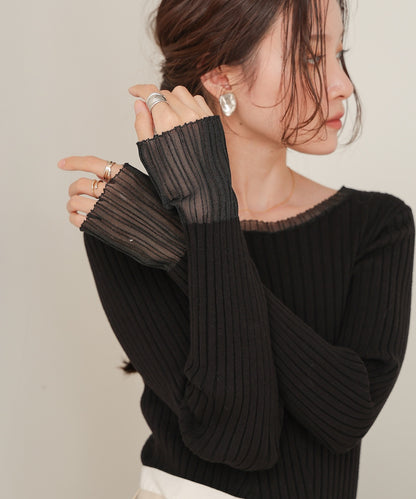 sheer rib knit tops