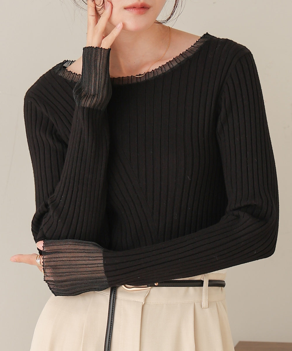 sheer rib knit tops