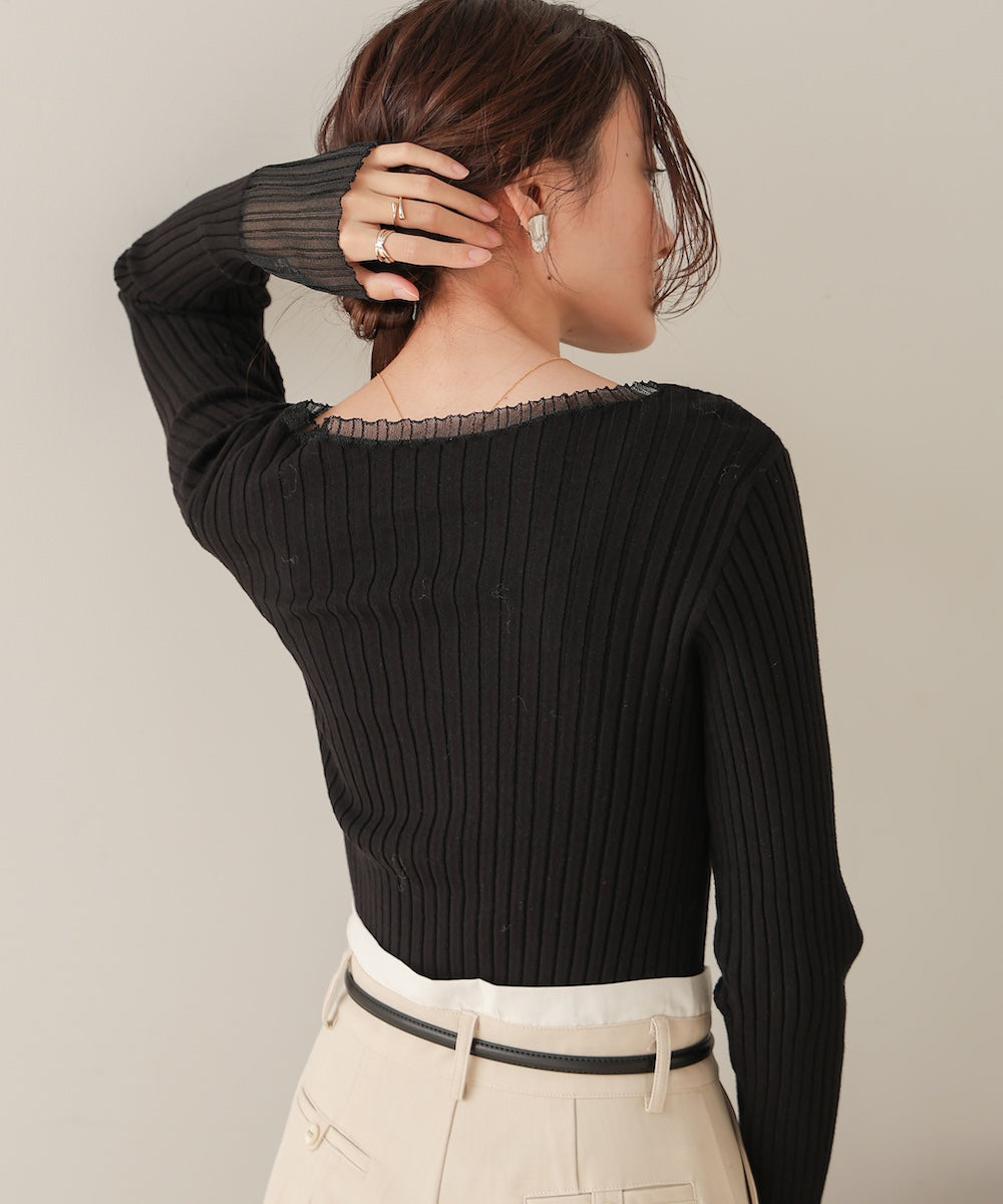 sheer rib knit tops