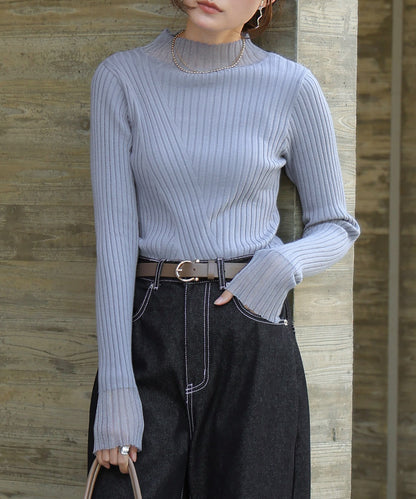 sheer rib knit tops