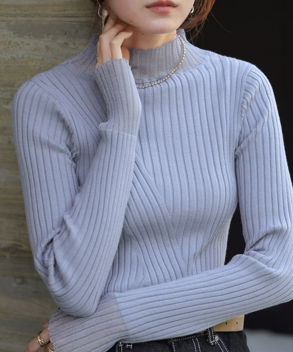 sheer rib knit tops