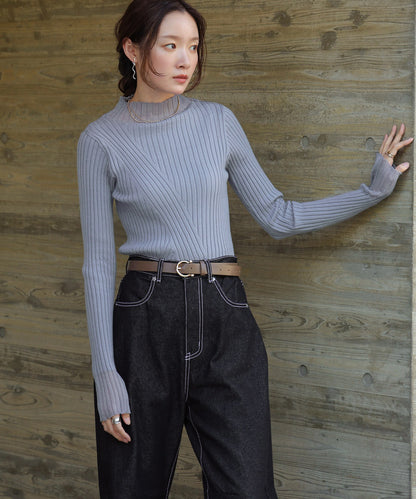 sheer rib knit tops