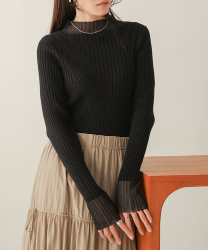 sheer rib knit tops