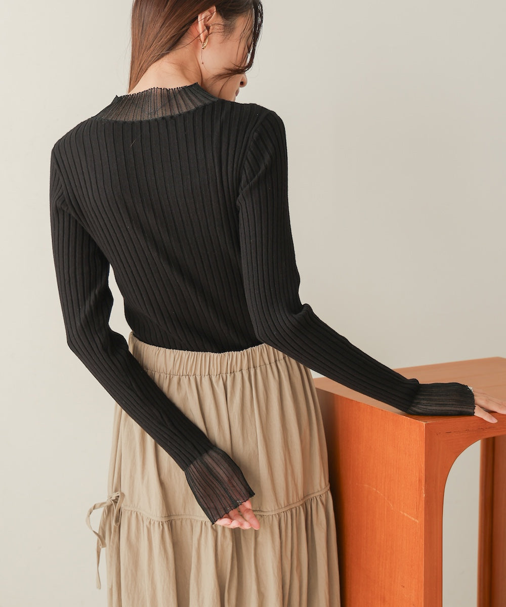 sheer rib knit tops