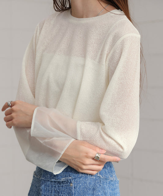 sheer sleeve basic tops