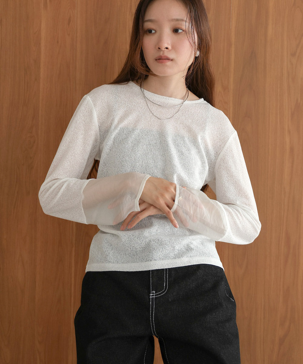 sheer sleeve basic tops