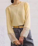 袖シアーベーシックカットソー