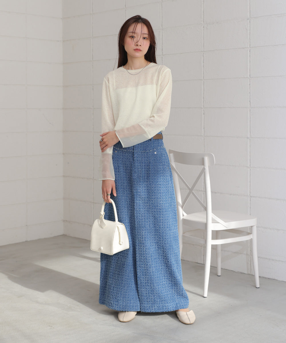 袖シアーベーシックカットソー