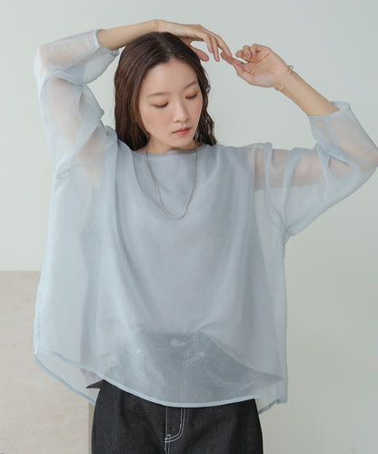 ［TIMESALE］sheer layered tops