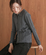 glitter shirt collar knit top