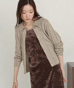 glitter shirt collar knit top