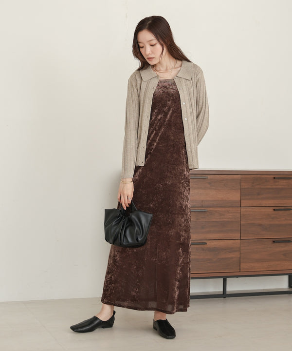 glitter shirt collar knit top