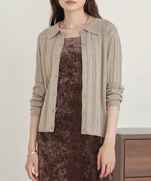 glitter shirt collar knit top