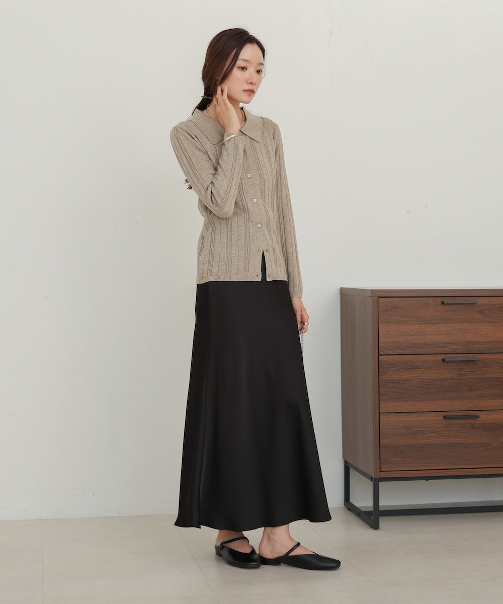 glitter shirt collar knit top