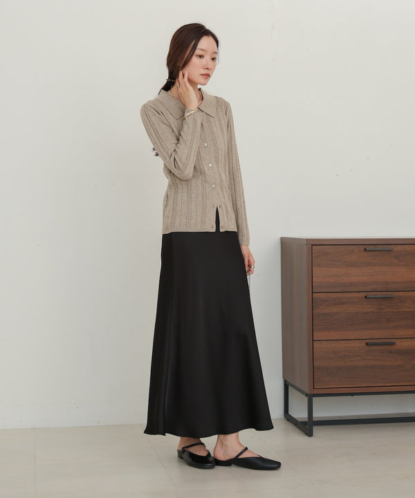 glitter shirt collar knit top