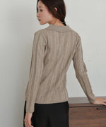 glitter shirt collar knit top