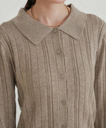 glitter shirt collar knit top