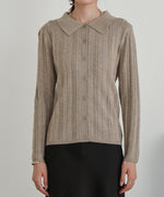 glitter shirt collar knit top