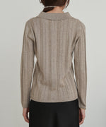 glitter shirt collar knit top