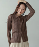 glitter shirt collar knit top
