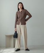 glitter shirt collar knit top