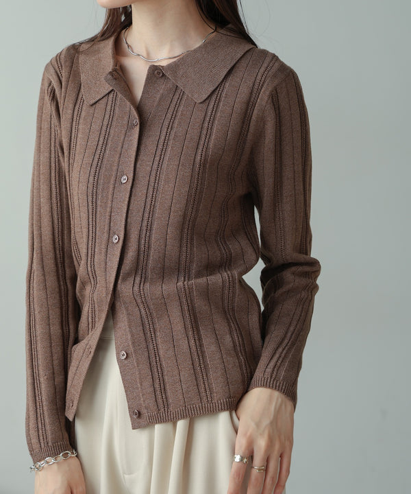 glitter shirt collar knit top