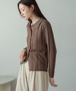glitter shirt collar knit top