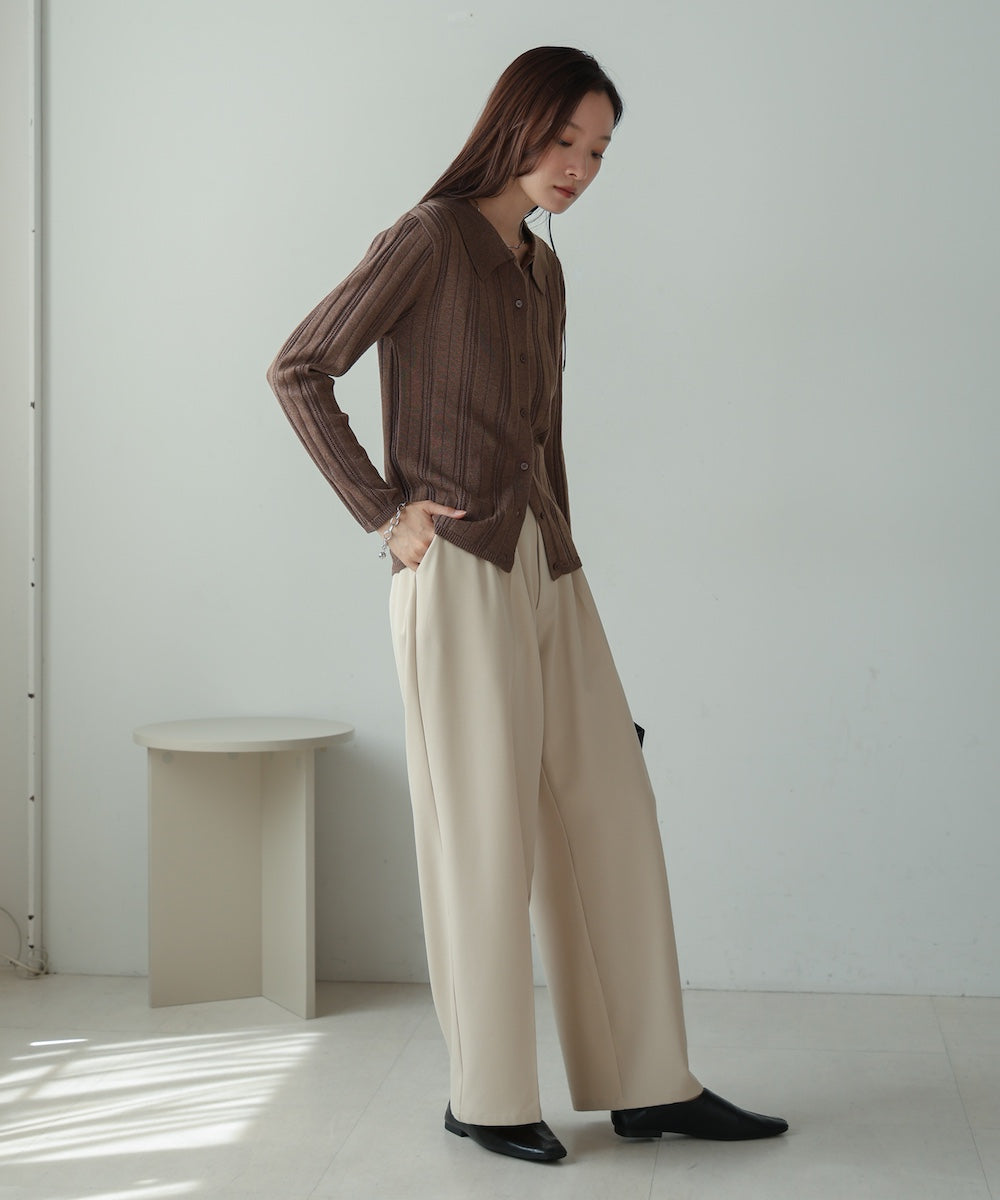 glitter shirt collar knit top