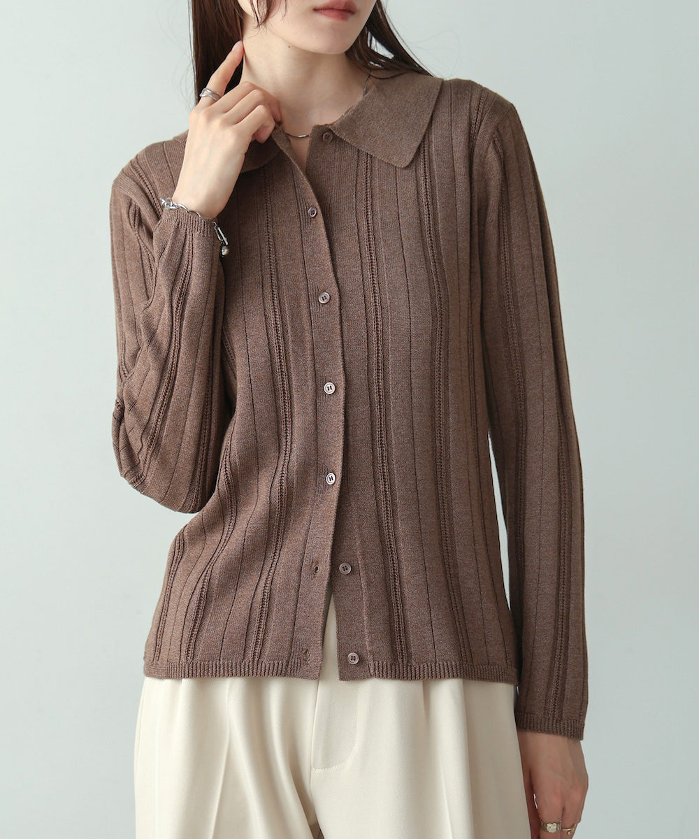 glitter shirt collar knit top