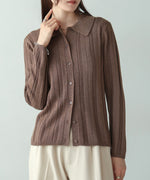 glitter shirt collar knit top
