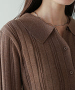 glitter shirt collar knit top