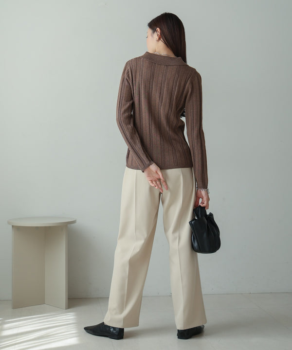 glitter shirt collar knit top