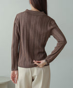 glitter shirt collar knit top