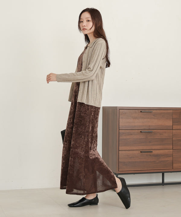 glitter shirt collar knit top