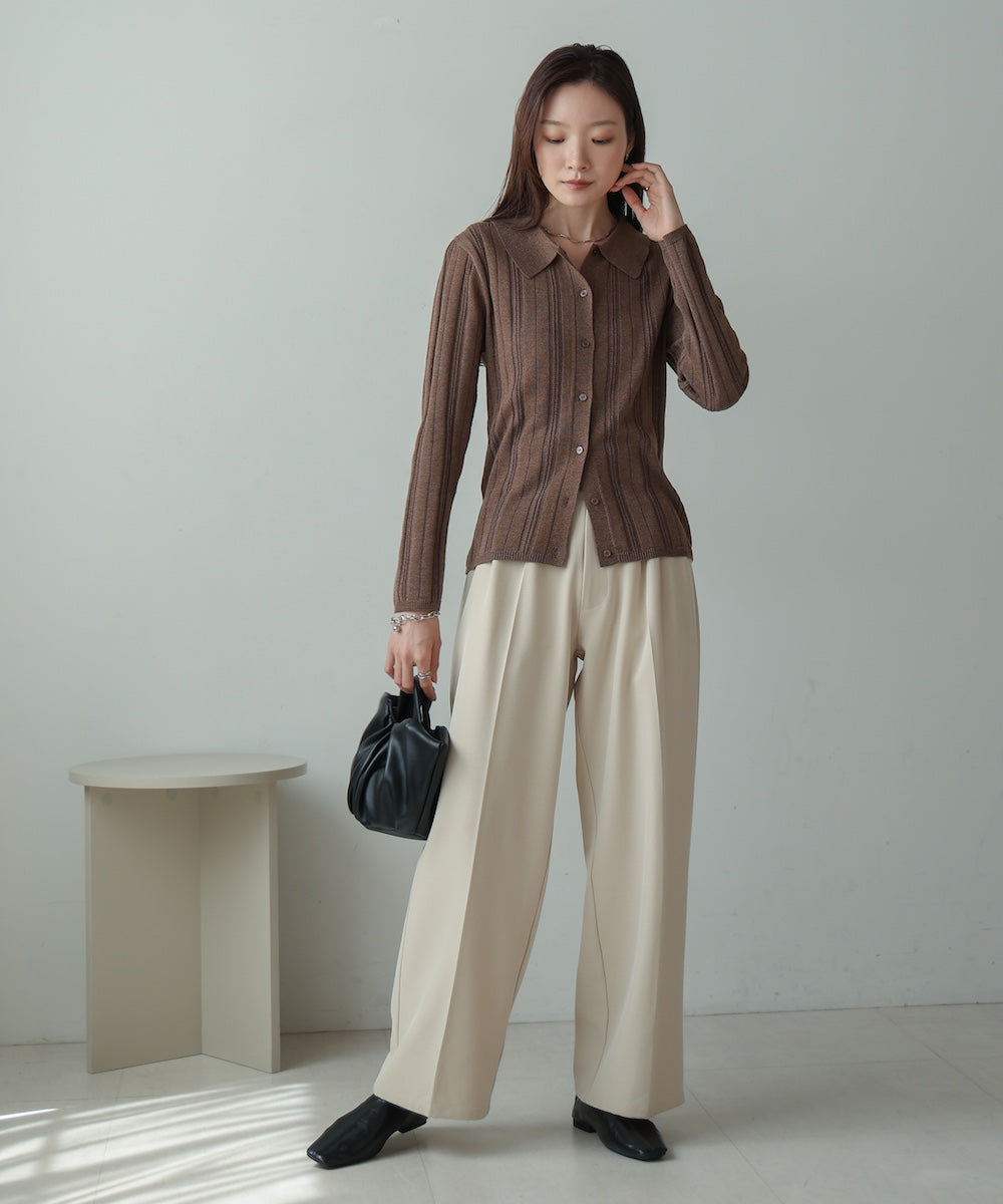 glitter shirt collar knit top