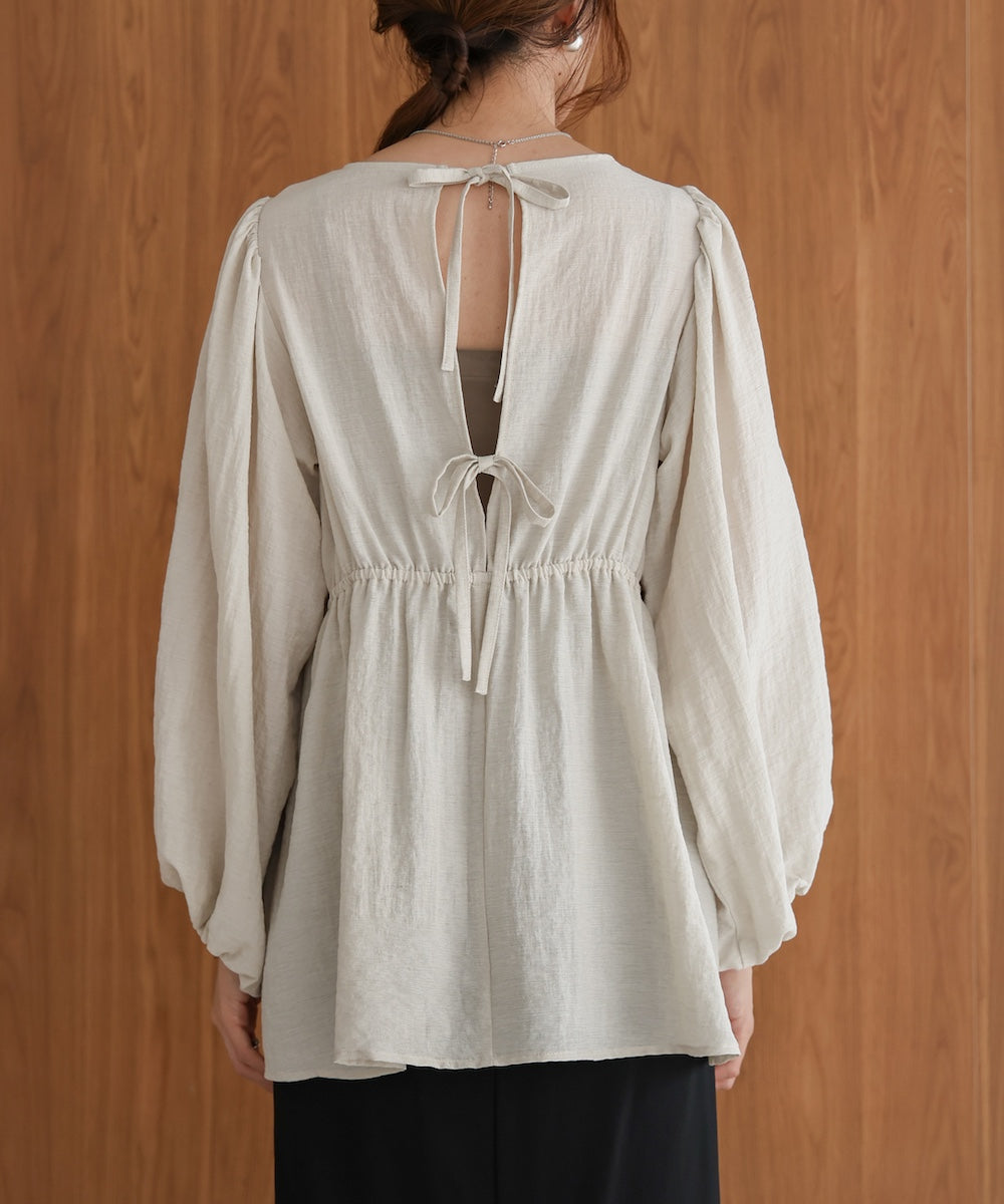 back ribbon shirred blouse