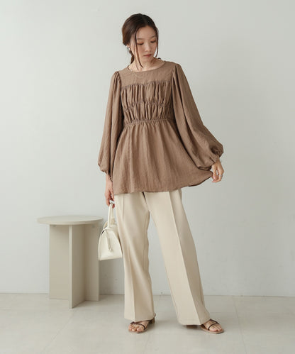 back ribbon shirred blouse