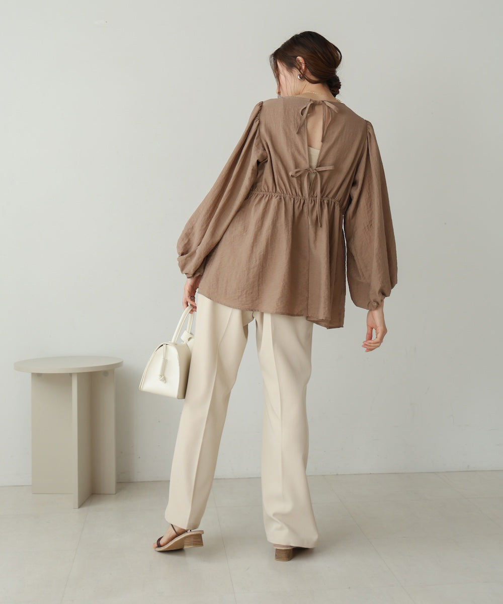 back ribbon shirred blouse