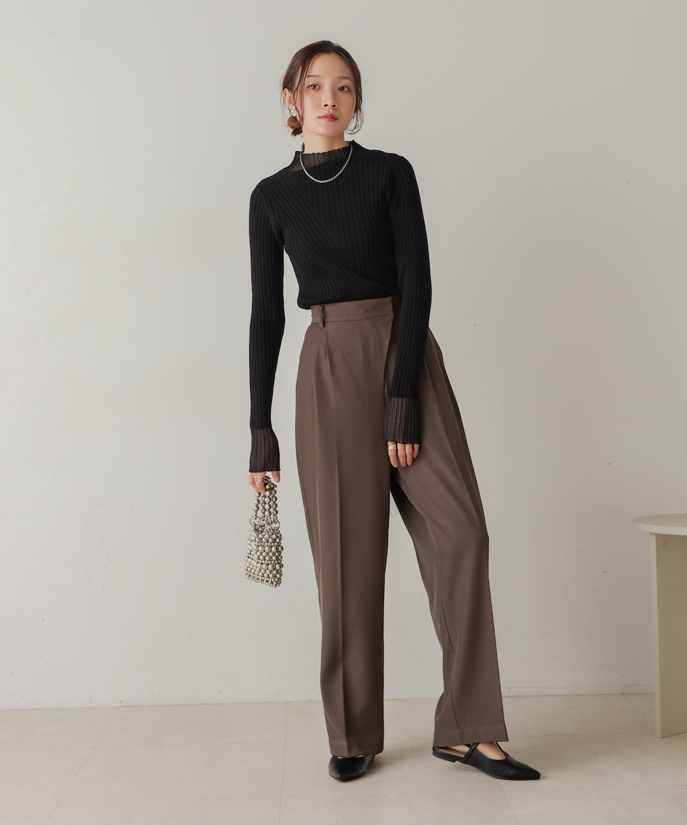 wrap style tuck slacks