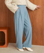 【S・M・Lサイズ展開】ラップ調タック入りスラックス