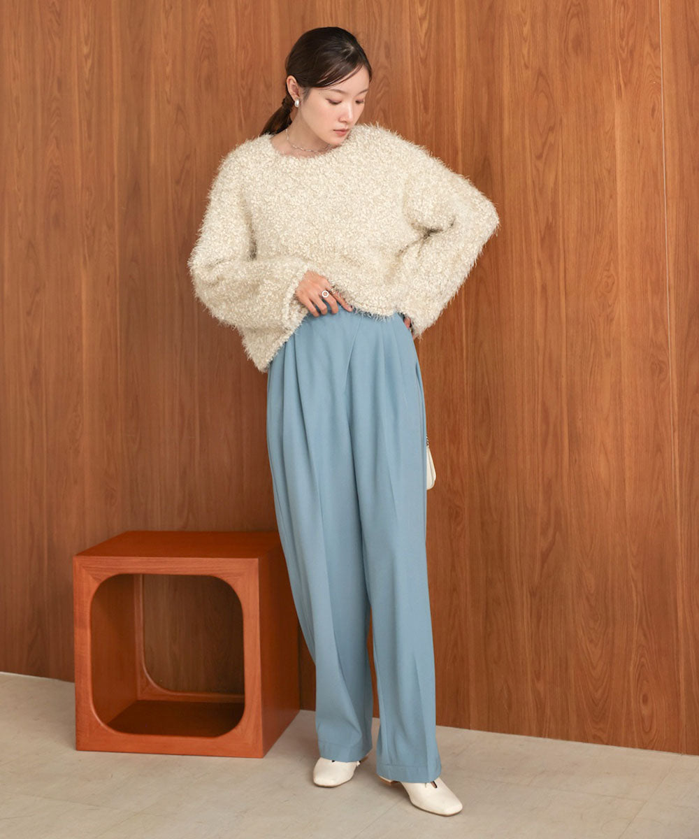 【S・M・Lサイズ展開】ラップ調タック入りスラックス