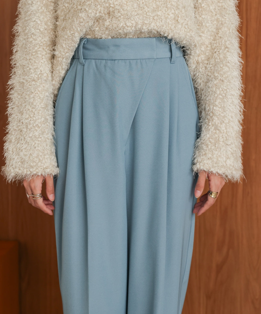 【S・M・Lサイズ展開】ラップ調タック入りスラックス