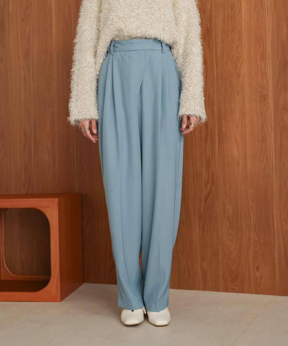 【S・M・Lサイズ展開】ラップ調タック入りスラックス