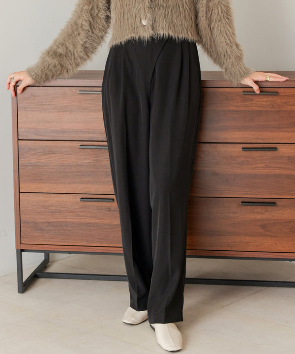 【S・M・Lサイズ展開】ラップ調タック入りスラックス