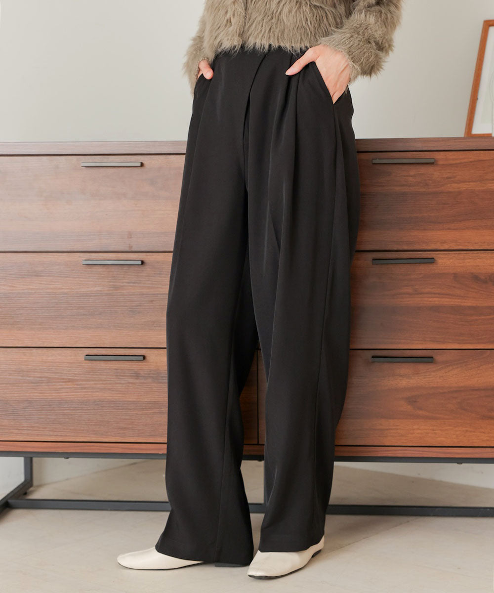 wrap style tuck slacks