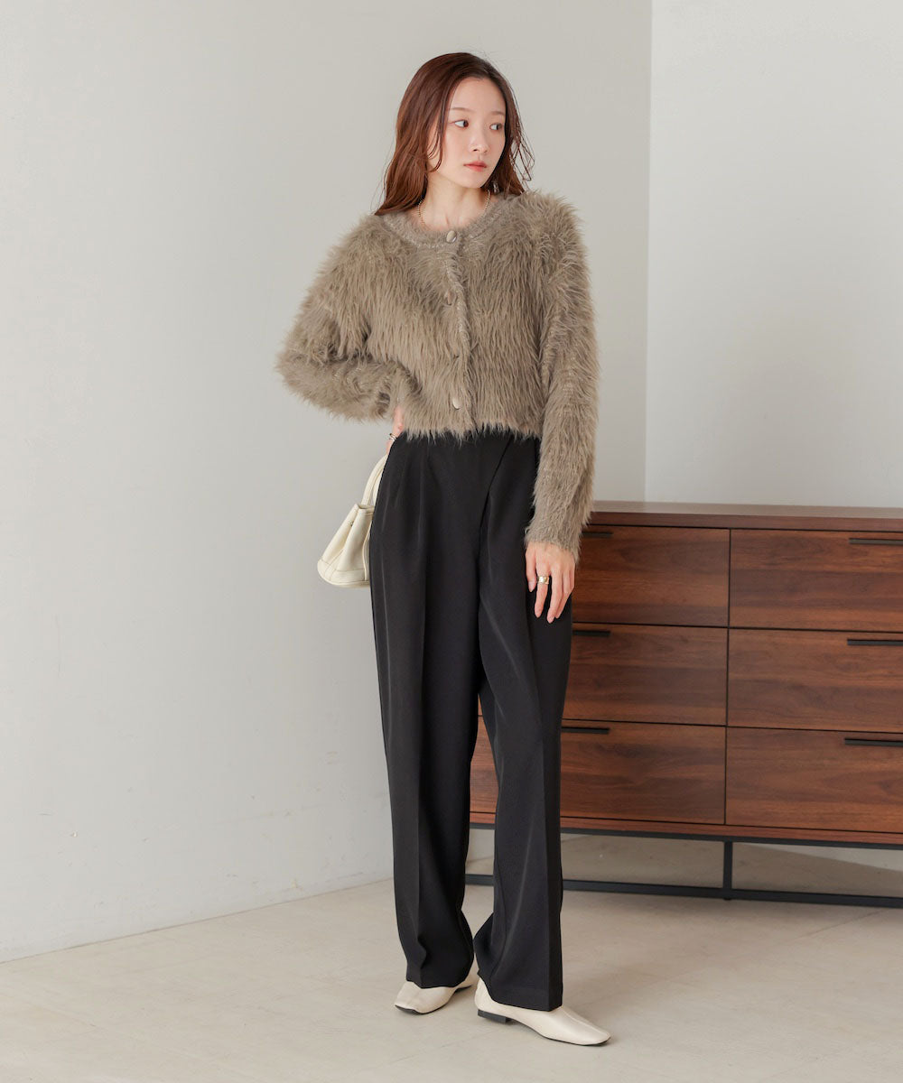 【S・M・Lサイズ展開】ラップ調タック入りスラックス