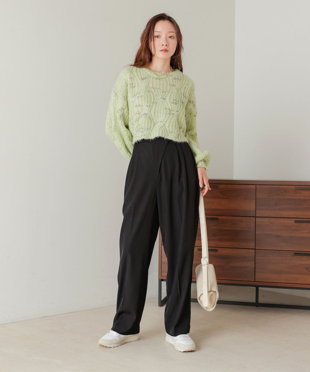 【S・M・Lサイズ展開】ラップ調タック入りスラックス