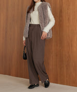 【S・M・Lサイズ展開】ラップ調タック入りスラックス