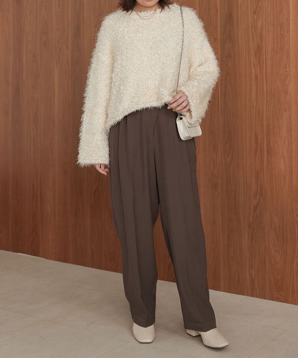 【S・M・Lサイズ展開】ラップ調タック入りスラックス